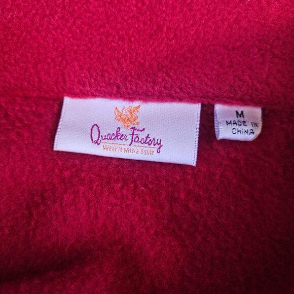 Quacker Factory Red Fleece Jacket Size M Rhinestone Blingy Grandmacore Mature - Picture 5 of 12